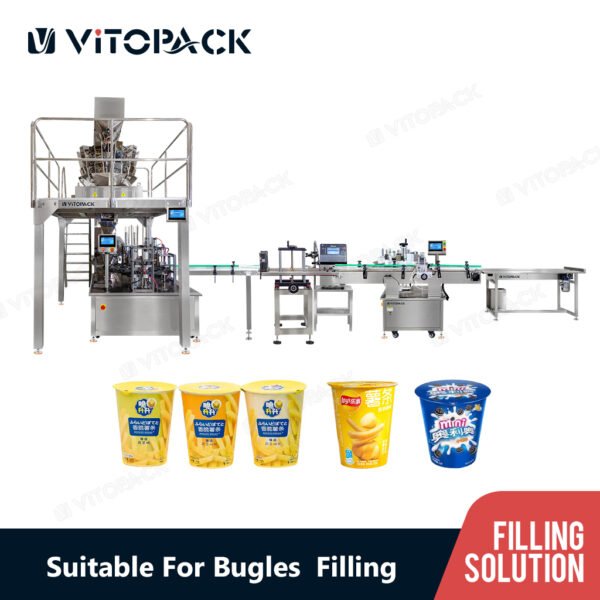 Snack Cup Filling Line with Dual-Head Sealer and Tapered Labeler COVER