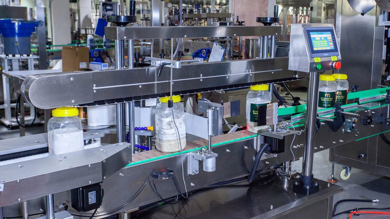 5.Square Bottle Labeling Machine-Cereal filling line 25056